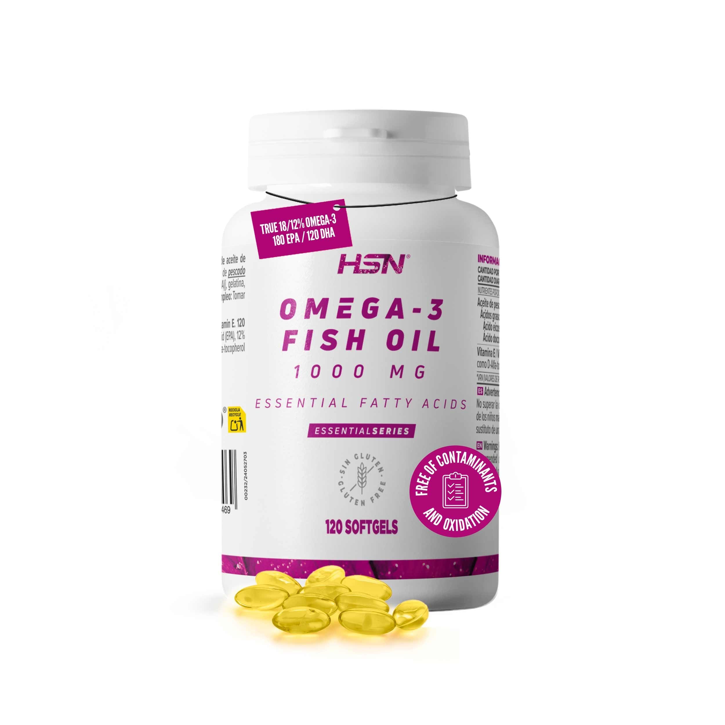 Omega 3 3000 MG - Aceite de Pescado por Dosis Diaria - de HSN | 120 Perlas Contenido Real: 540 MG EPA y 360 MG DHA | Con Vitamina E | No-​GMO, Sin Gluten ni Lactosa