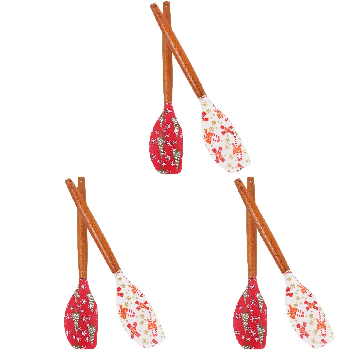 Cabilock 3 Juegos Espátula De Silicona Navideña para Cocinar Plancha Utensilios para Hacer Galletas Espátula Paleta De Cocina Dispositivo para Fondant Plantillas para 2 Piezas * 3