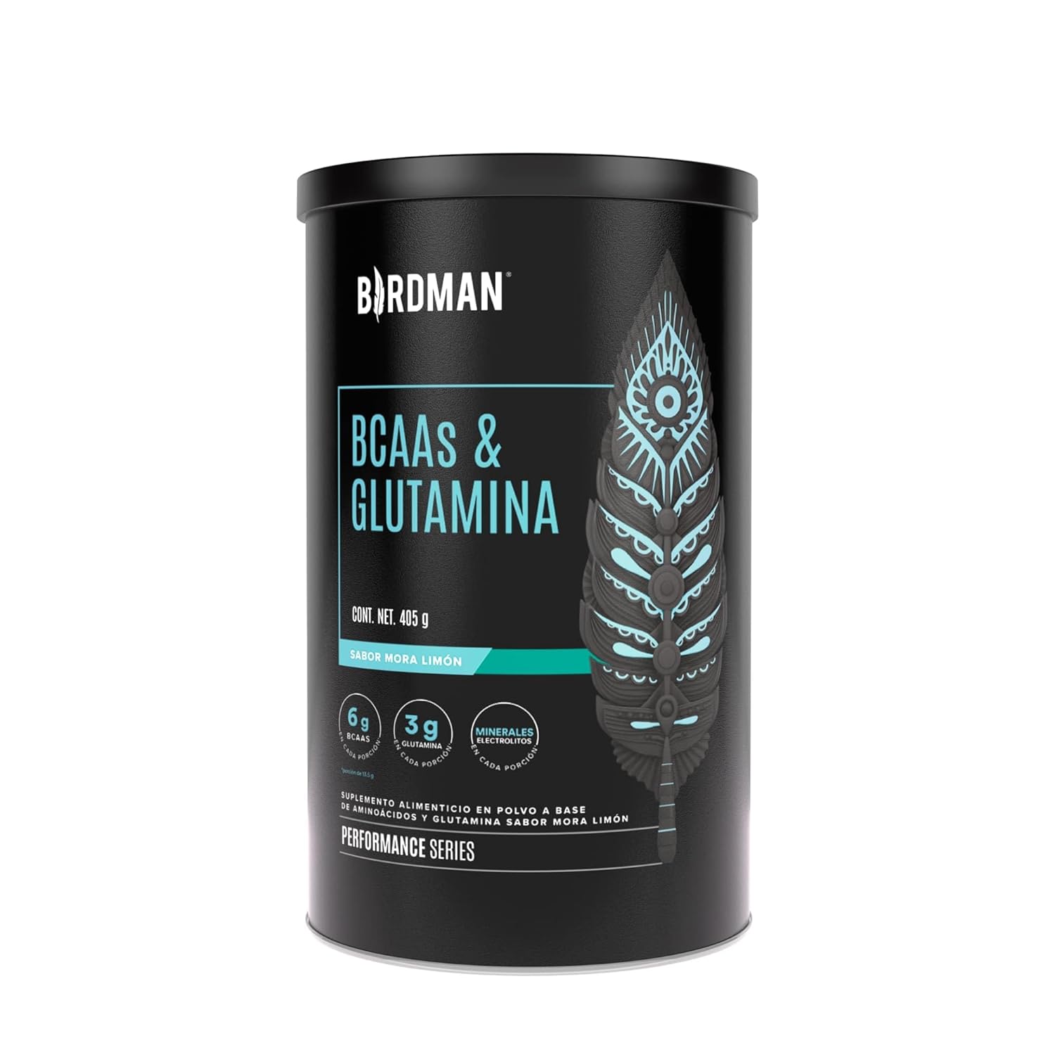 Birdman BCAAs + L-Glutamina Ratio (BCAA 2:1:1) 100% Vegetal, (Vegano), 0 Carbohidratos, con Vitamina B12, Minerales, Vitamina C, Sabor Mora Limón | 30 servicios | 405g