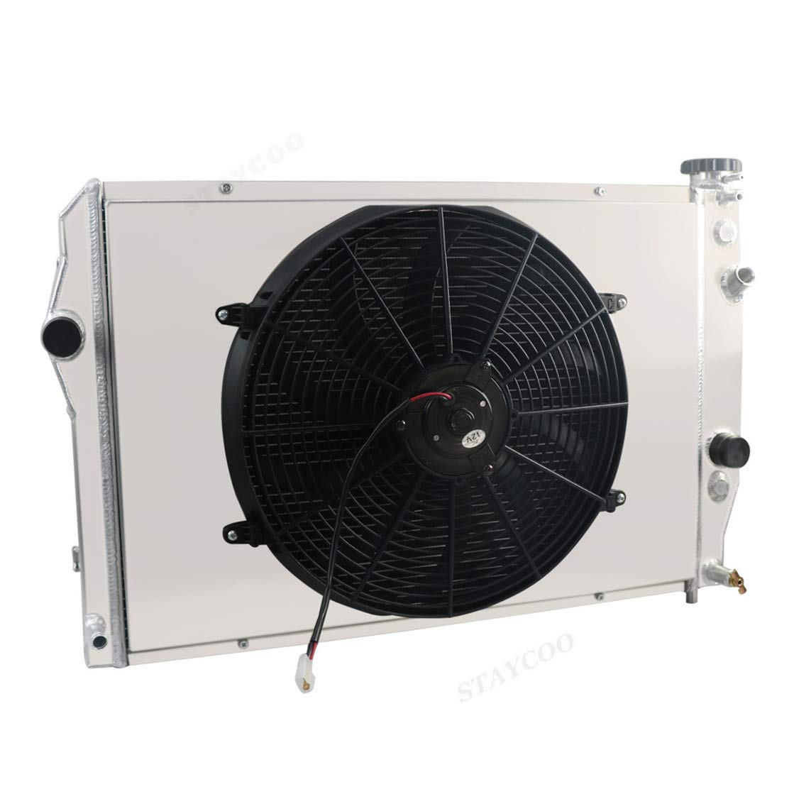 CoolingSky 4 Row All Aluminum Radiator + 16" Fan + Shroud & Relay Kit for 1993-2002 Chevy Camaro Z28 & Firebird Trans Am Models