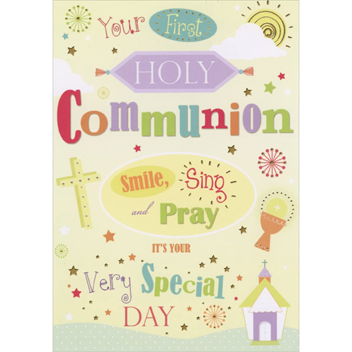 Designer Greetings Smile, Sing and Pray It's Your Very Special Day 1st / First Communion Congratulations Card
