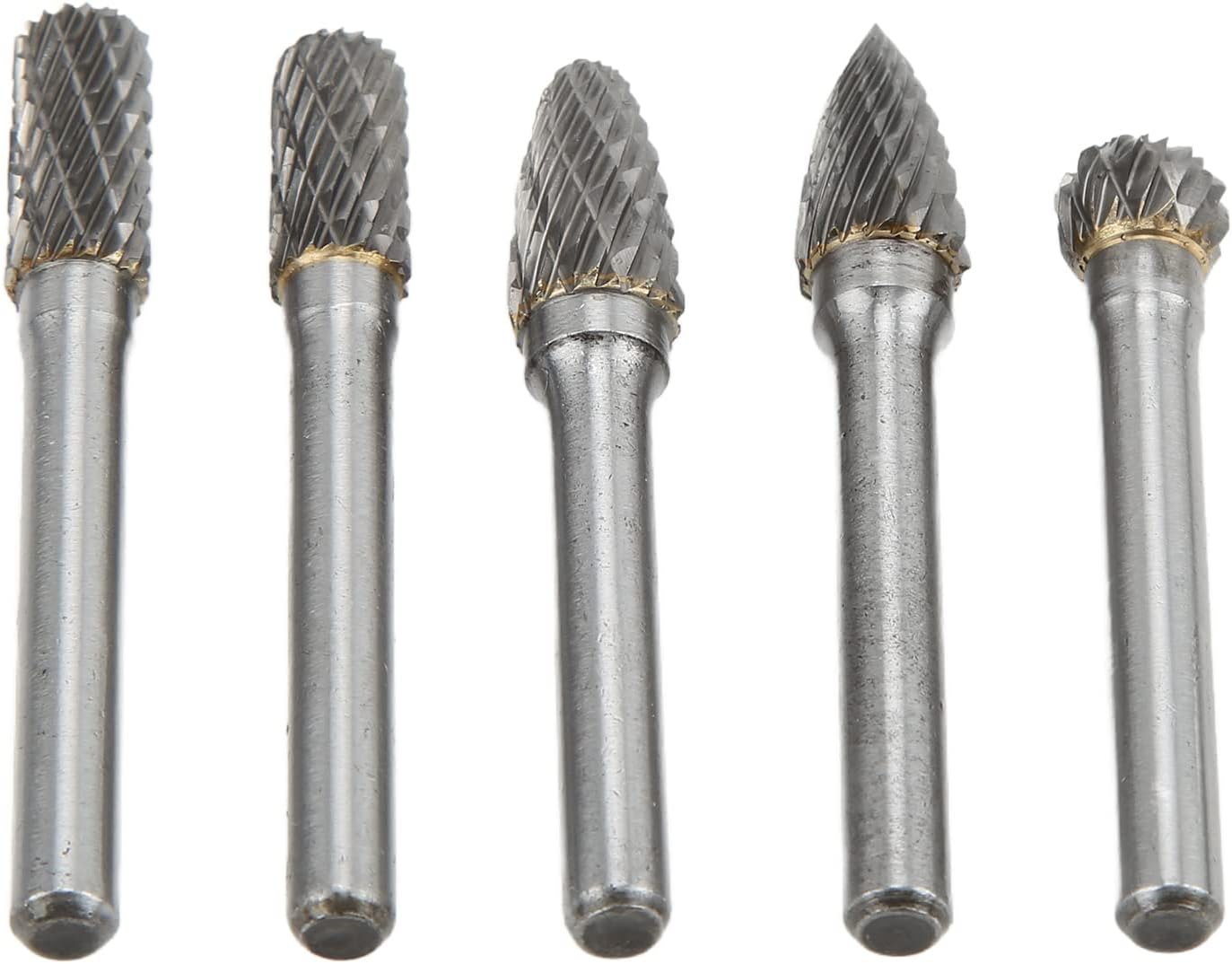 5pcs 6x10mm Tungsten Carbide Double Cut Burr File Set, sturdy and Eco Friendly, for Machinery Aviation Automobile Ship Chemical Craft Carving (ACDFG)