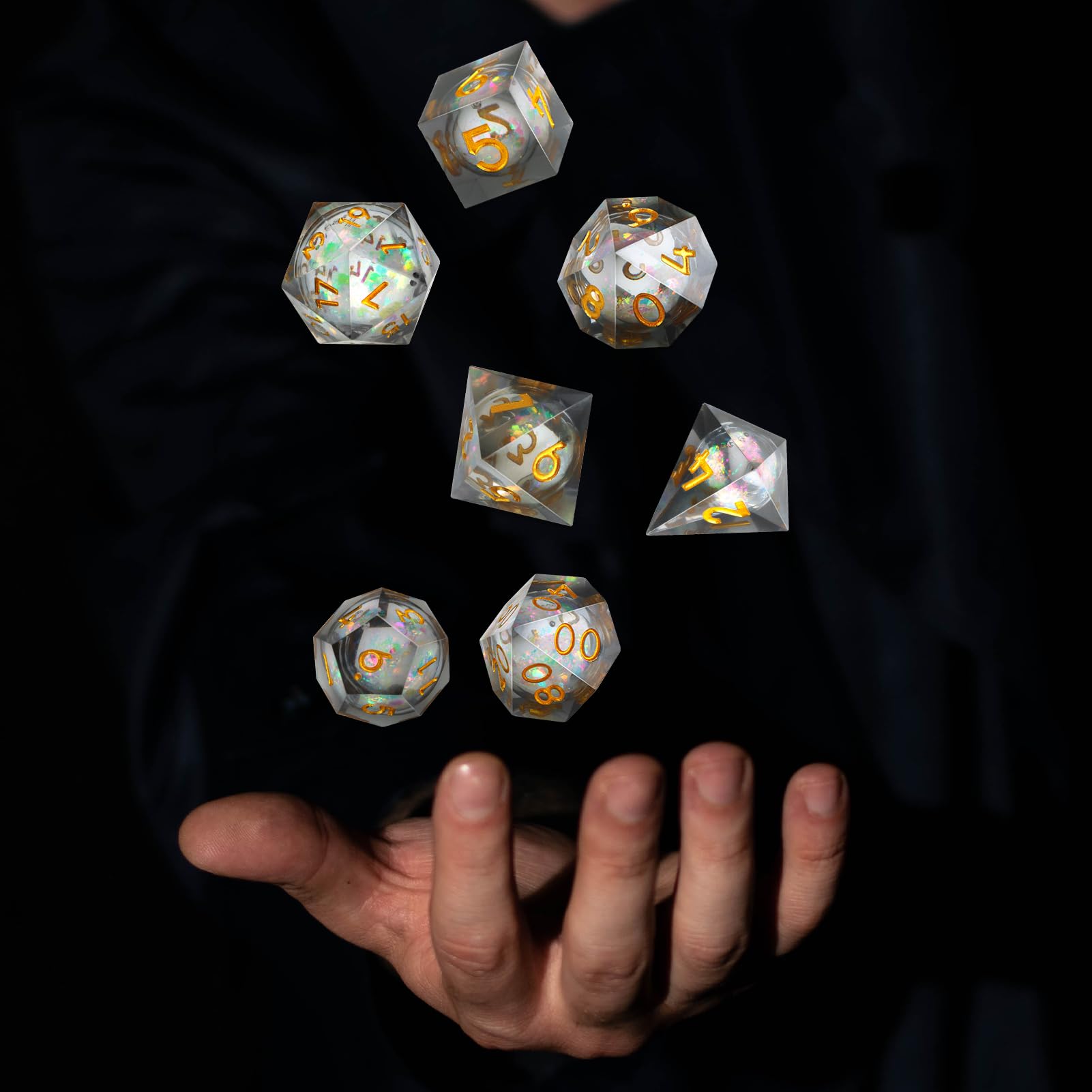 Liquid Core DND Dice Set 7Pcs Sharp Edge Polyhedral Resin D&D Dice for Dungeons and Dragons RPG MTG Table Games,Role Playing Dice Set D20 - Image 4