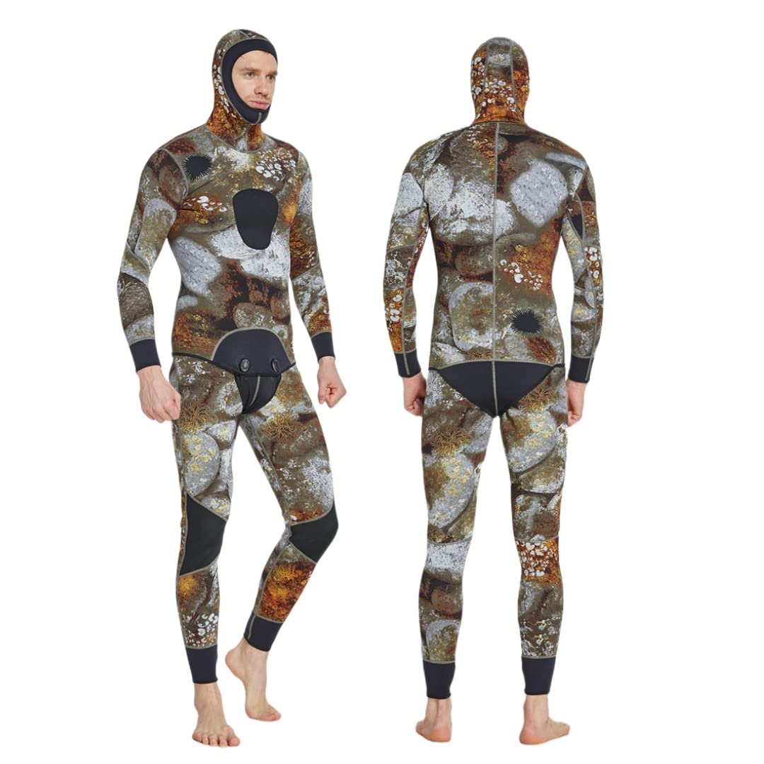 Combinaison de plongée chaude à manches longues pour homme - 5 mm - Motif camouflage
