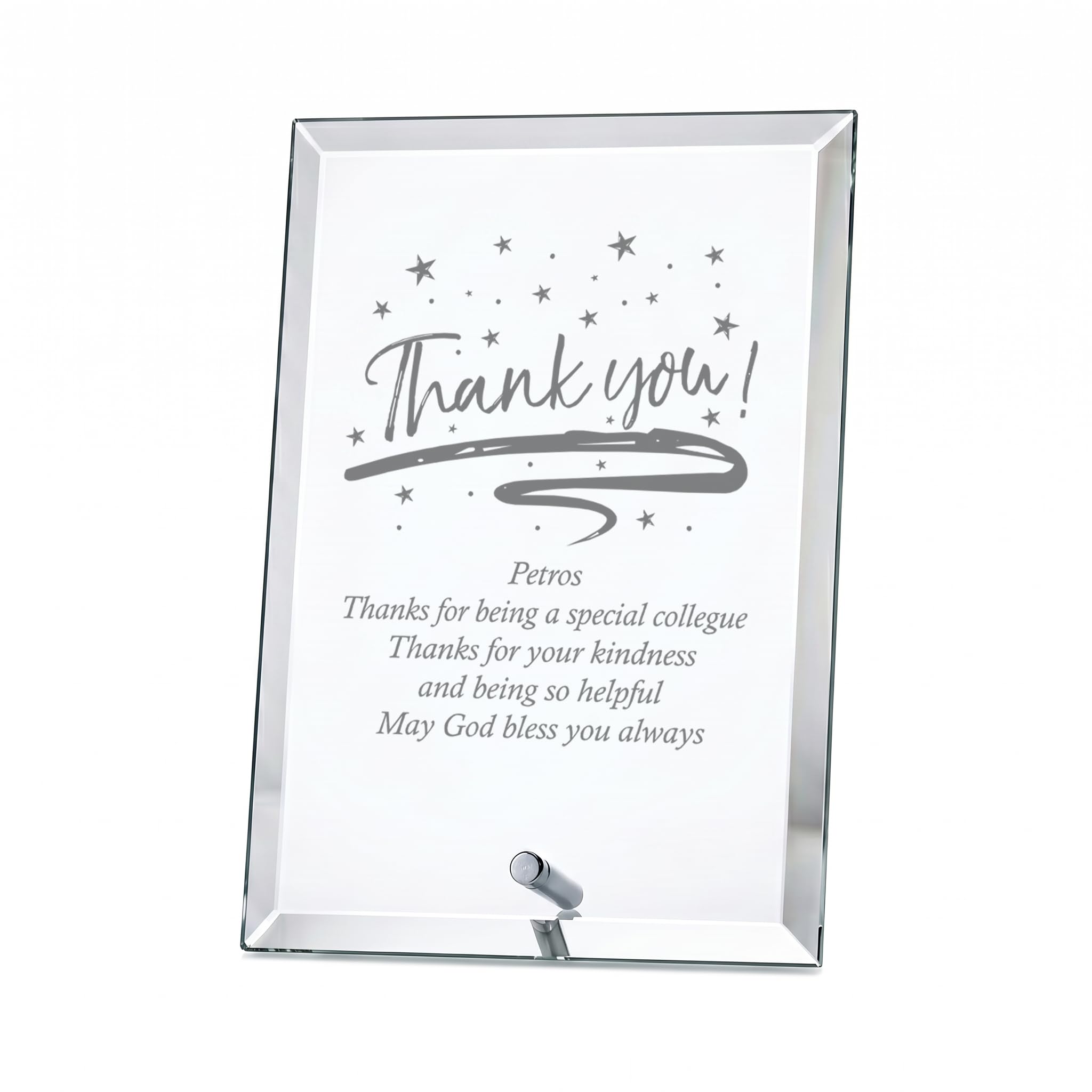 Thank You Sentiment Personalised Engraved Glass Plaque
