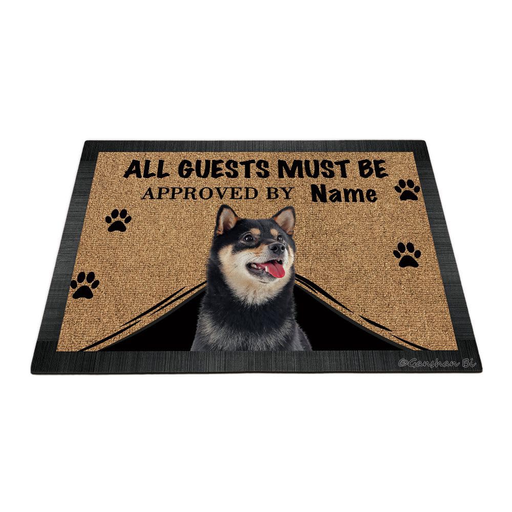 Ganshan Bi Funny Shiba Inu Dog Welcome Doormat All Guests Must Be Approved Floor Mat Custom Door Mat Home Decor Gift for Dog Lover 23.6" X 15.7",