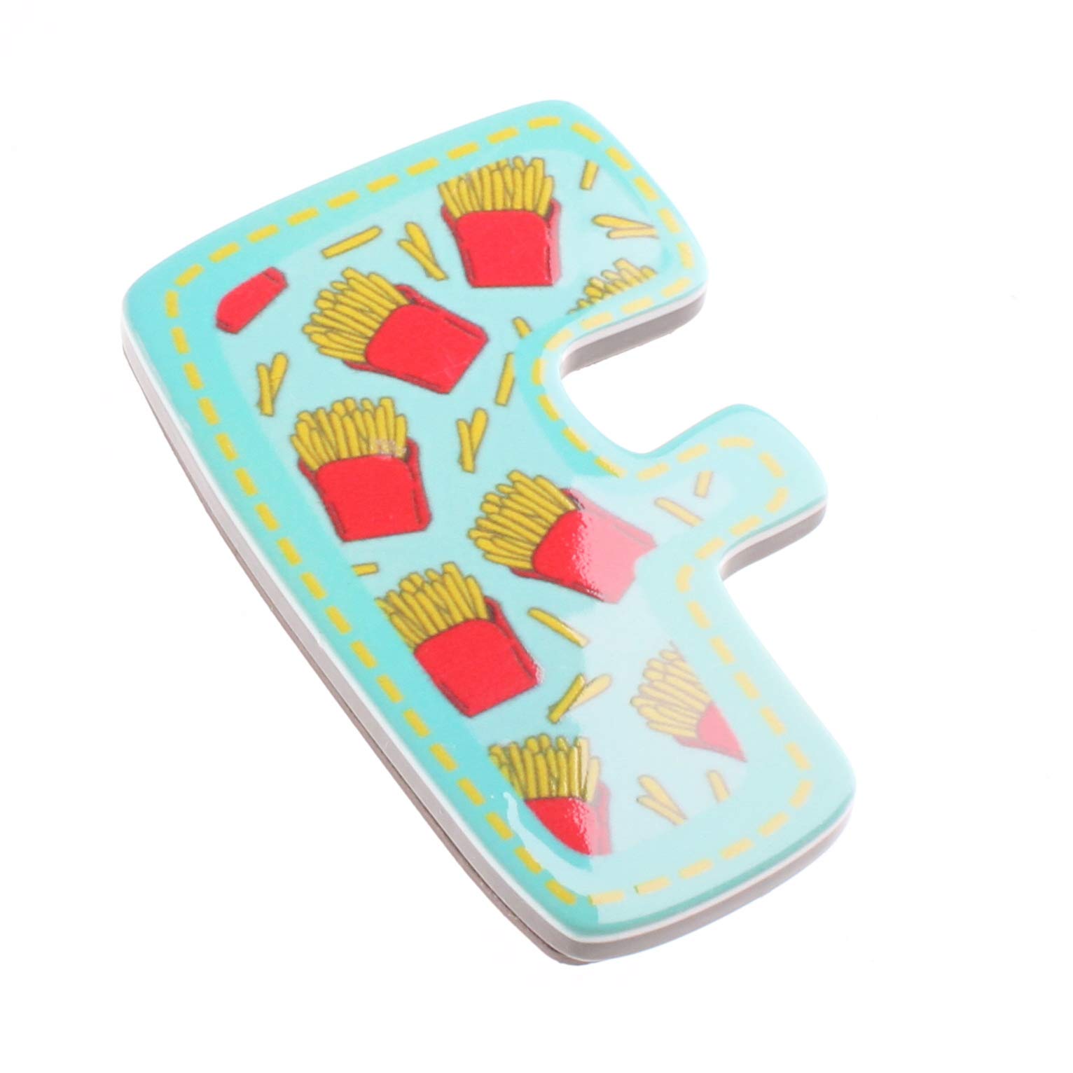 Letter F Initial Monogram French Fries Chips Pattern Novelty Magnet