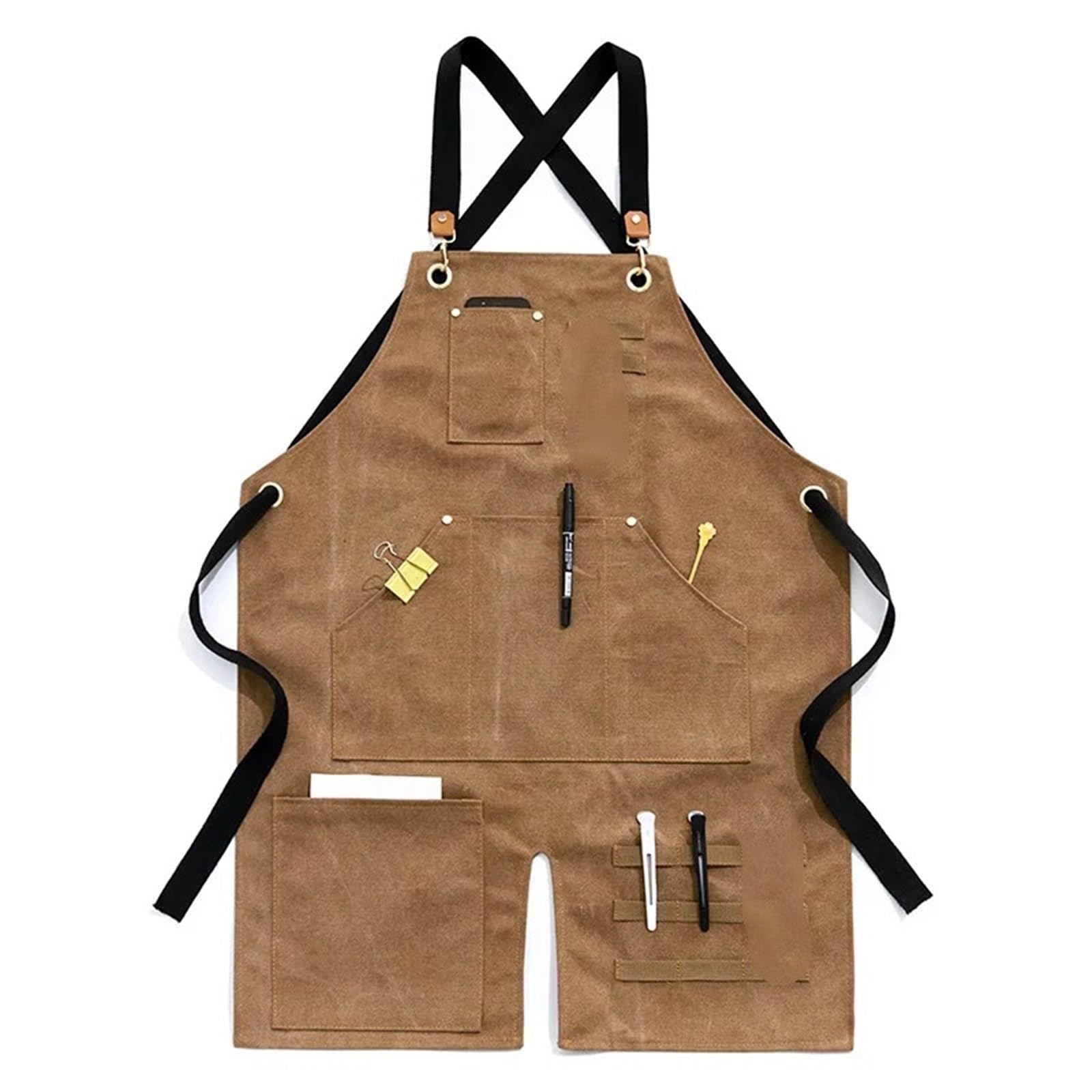 Tablier de travail en toile avec poches, résistant à l'eau pour le travail du bois, la coiffure et la réparation d'outils