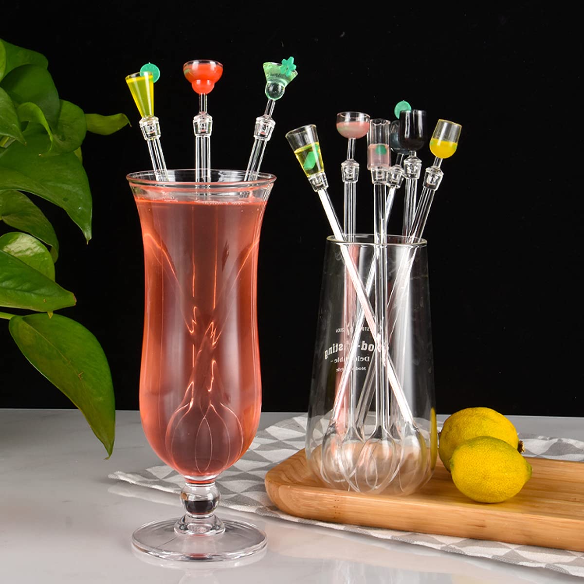 Bastoncini da Cocktail,Forreen 20 Pezzi Bastoncini per Cocktail Acrilico Colorati Cucchiai da Cocktail Riutilizzabili Plastica Drink Agitazione Bastoncini per Bar Partito Cafe Frutta Succo,23cm