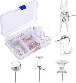 Sponsored Ad - AIEX 125pcs Push Pins Set, Including Clear Plastic Push Pin Hook Pushpin Clip Push Pins Decorative Thumb Ta...