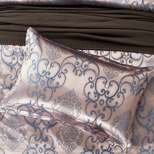 Xy&Yd European Style Bedding Set Bed Skirt Coverlet Bedspread Pillowcase Queen-King Damask Jacquard-H 150X200Cm(59X79Inch) #TOP2