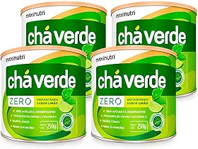 04 Chá Verde Solúvel Zero Calorias Lata 250g Limão Maxinutri