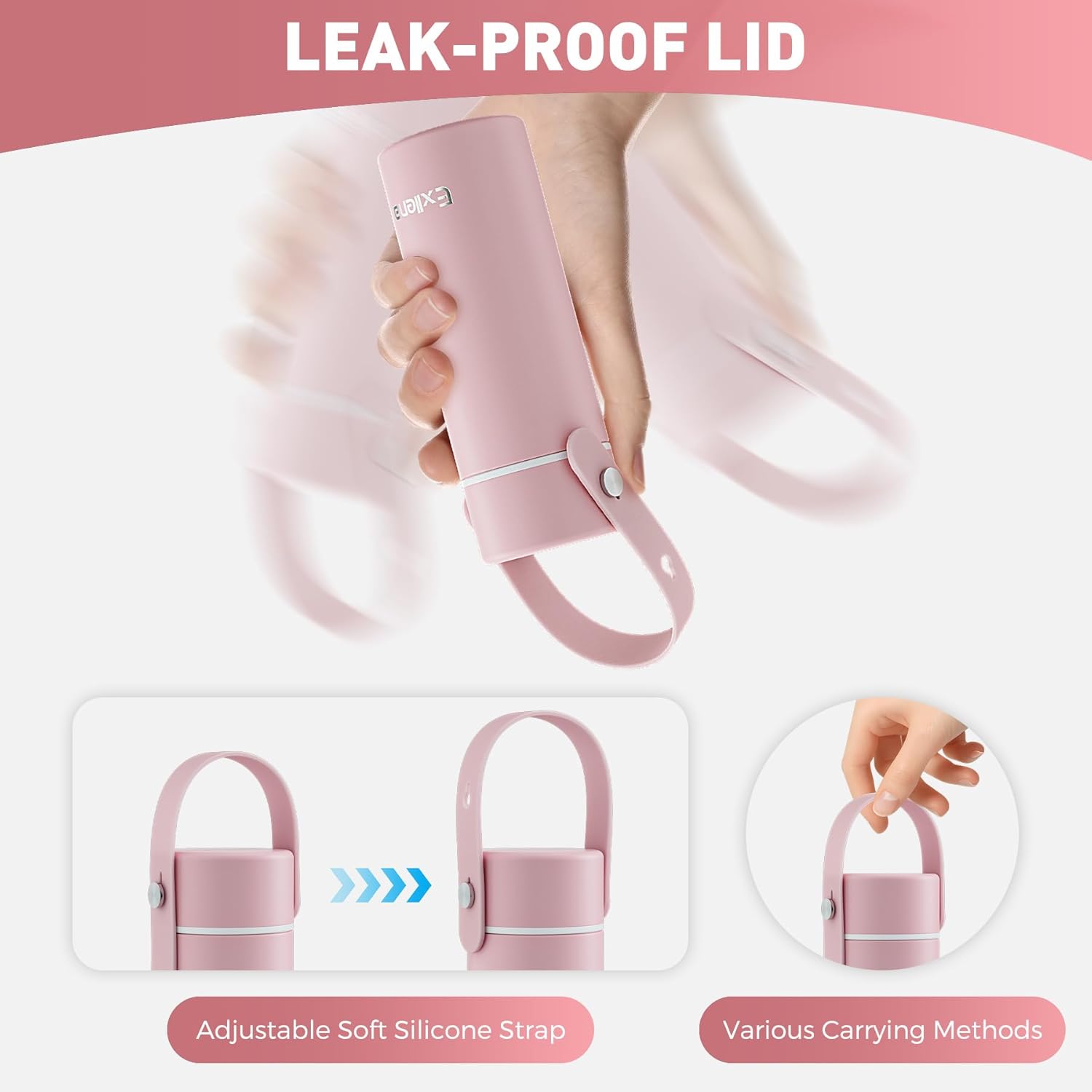 【Upgraded】 Ceramic Lined Small Insulated Water Bottle 6.8oz/200ml with Adjustable Silicone Handle–Small Flask for Hot & Cold Drinks, Ideal for Purse, Lunchbox...(Blush Pink) - Image 5