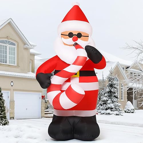 Miniatura 3 de COMIN Decoraciones inflables de Navidad de 8 pies para exteriores, saxofón inflable de Papá Noel con LED integrados para Navidad, interiores y