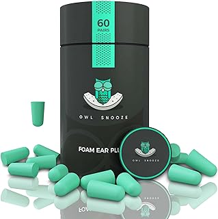 Ear Plugs for Sleeping The Best Noise Cancelling Ear Plugs for Sleeping by Owl Snooze 60 Pairs 38dB Highest SNR, New & Upgraded Reusable & Custom fit Super Soft Foam Earplugs (Green)