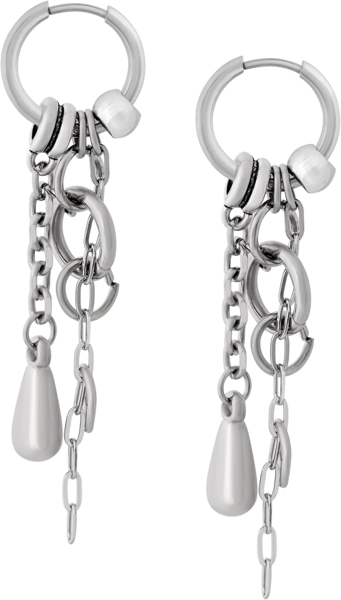 Gothic Punk Hoop Chain Earrings, Goth Emo Punk Grunge Earrings, Christmas Jewelry Gift For Women