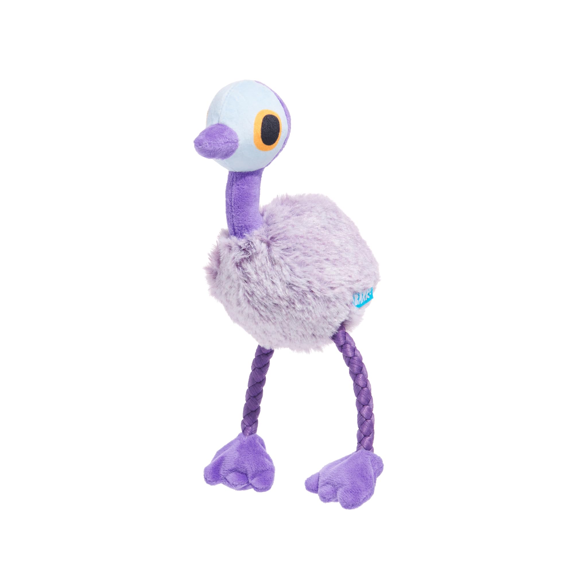 BARK Dog Toy Adelaide Emu Squeaky Plush Toy for Dogs Crazy Crinkle, Packed with Fluff, Long & Strong Hair To Shred