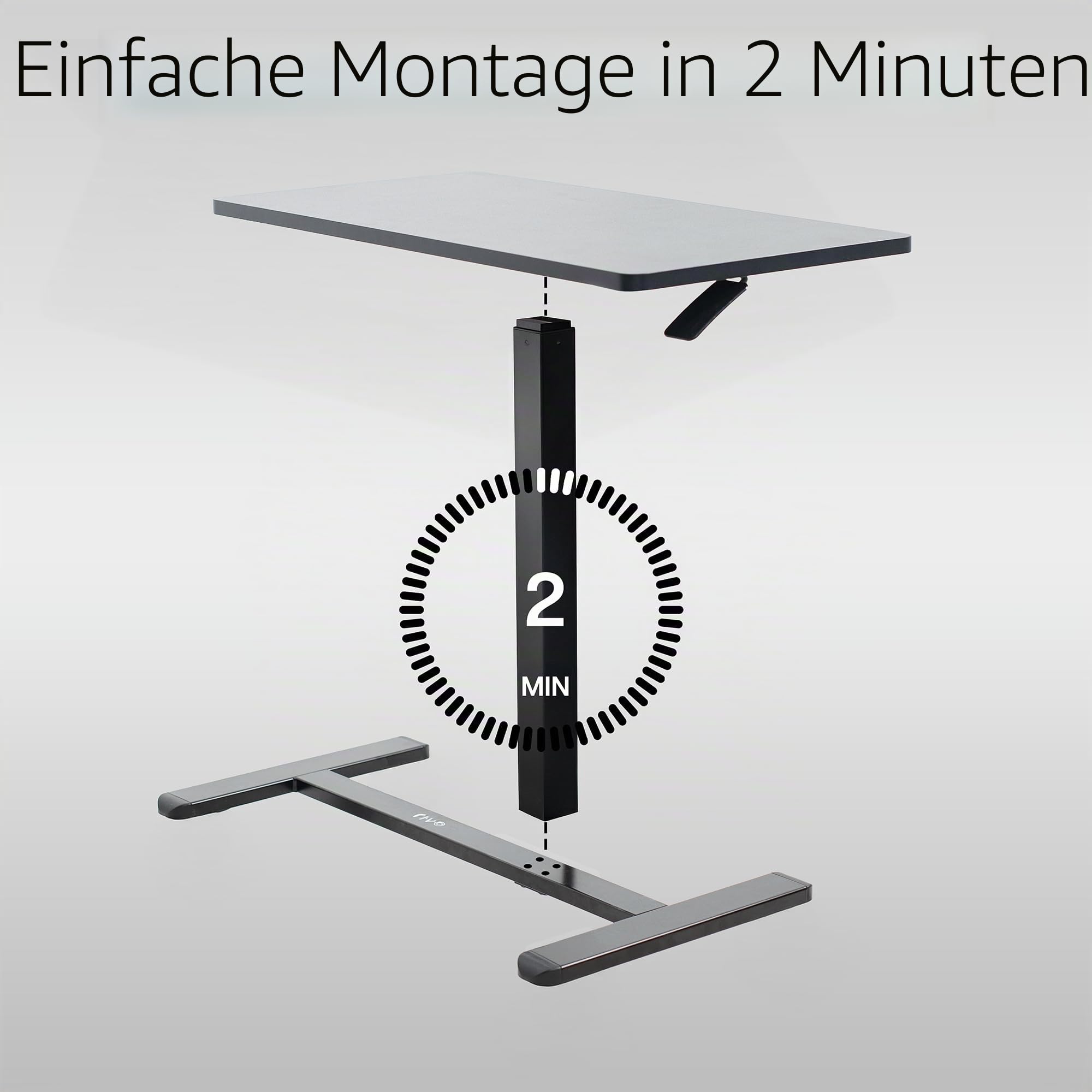 VIVO Pneumatischer Laptoptisch, 81,3 x 40,6 cm, mobiler Desktop mit versteckten Rollen, Nachtwagen, Laptop-Schreibtisch, medizinischer Schiebebetttisch, schwarz, CART-V02L