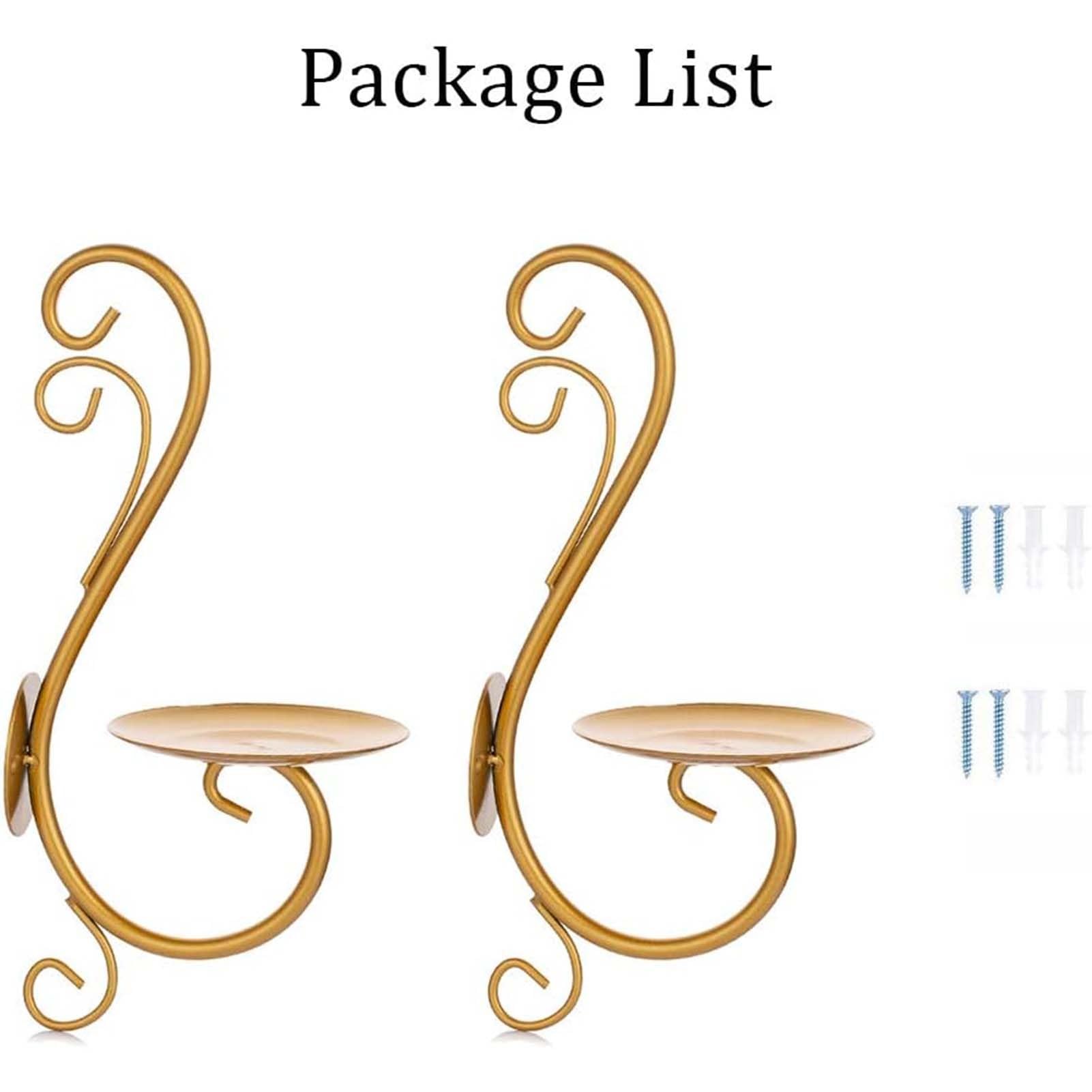 Set Mit 2 Wandmontierten Kerzenhaltern Aus Metall, Wandleuchter Aus Eisen Für Kerzen, Kerzenständer Für Stumpenkerzen Zur Dekoration Von Wohnzimmer, Schlafzimmer Und Badezimmer(Gold)
