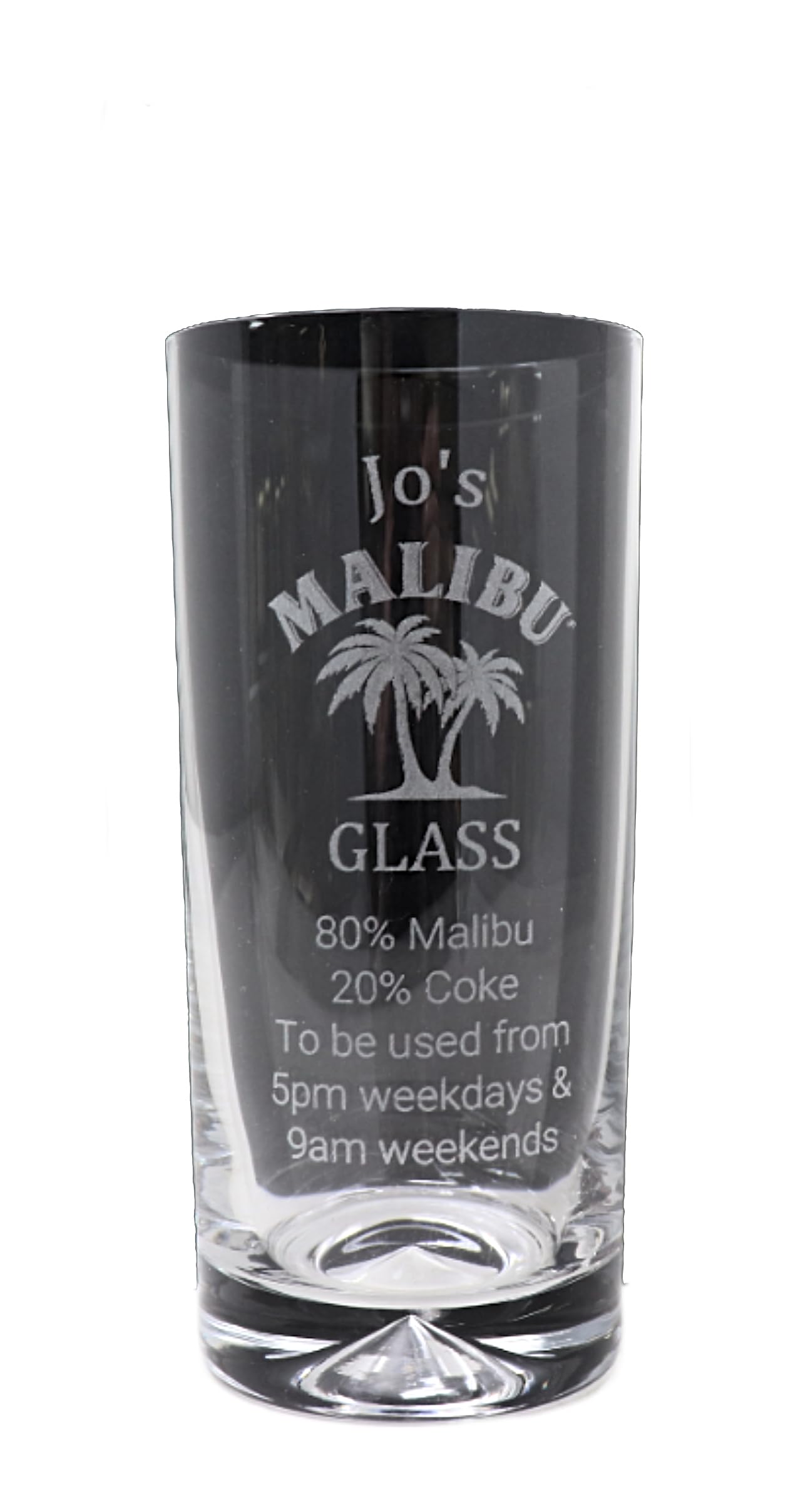 Regalo Personalised Dimple Highball Glass - Malibu% Design (No Gift Box)