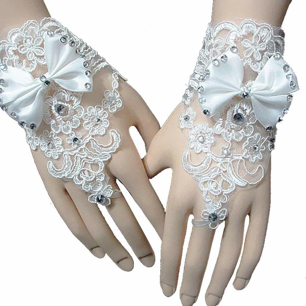 Unique Bridal Self Design, Embellished Evening Women Gloves () gl-11-picture-38