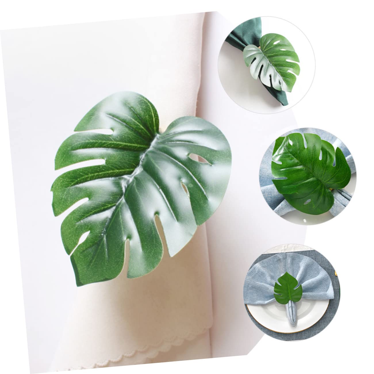 COLLBATH 4 Set Portatovaglioli Foglia Di Monstera Portatovaglioli Natalizi Conchiglia Parà Portatovaglioli Realistici Decorazione Per Tovaglioli Anello Di Tovagliolo Dell'hotel Pp 6 Pezzi*4