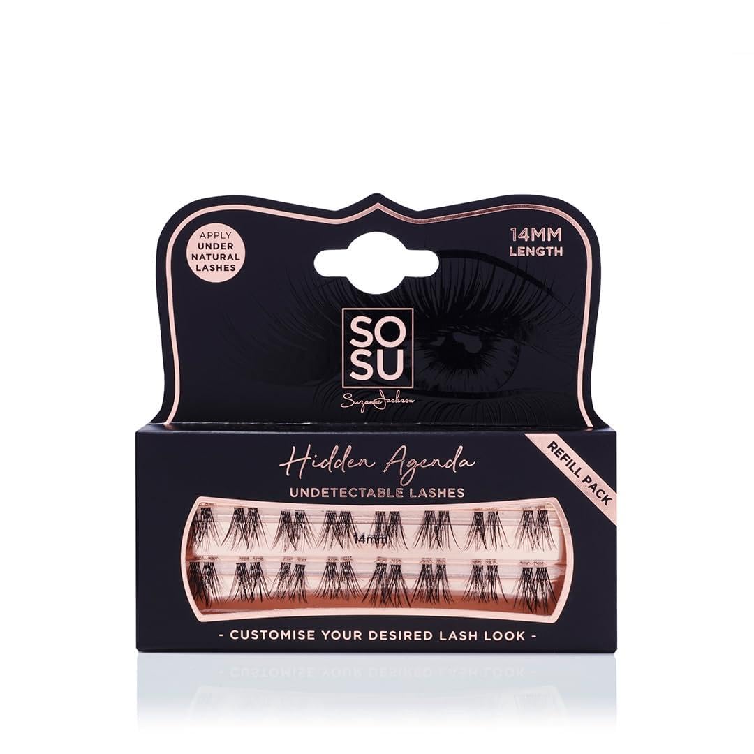 SOSU Cosmetics Hidden Agenda Refill Pack 14mm - Wispy & Voluminous Cluster Lashes - Reusable & Lightweight for Custom Lash Styles