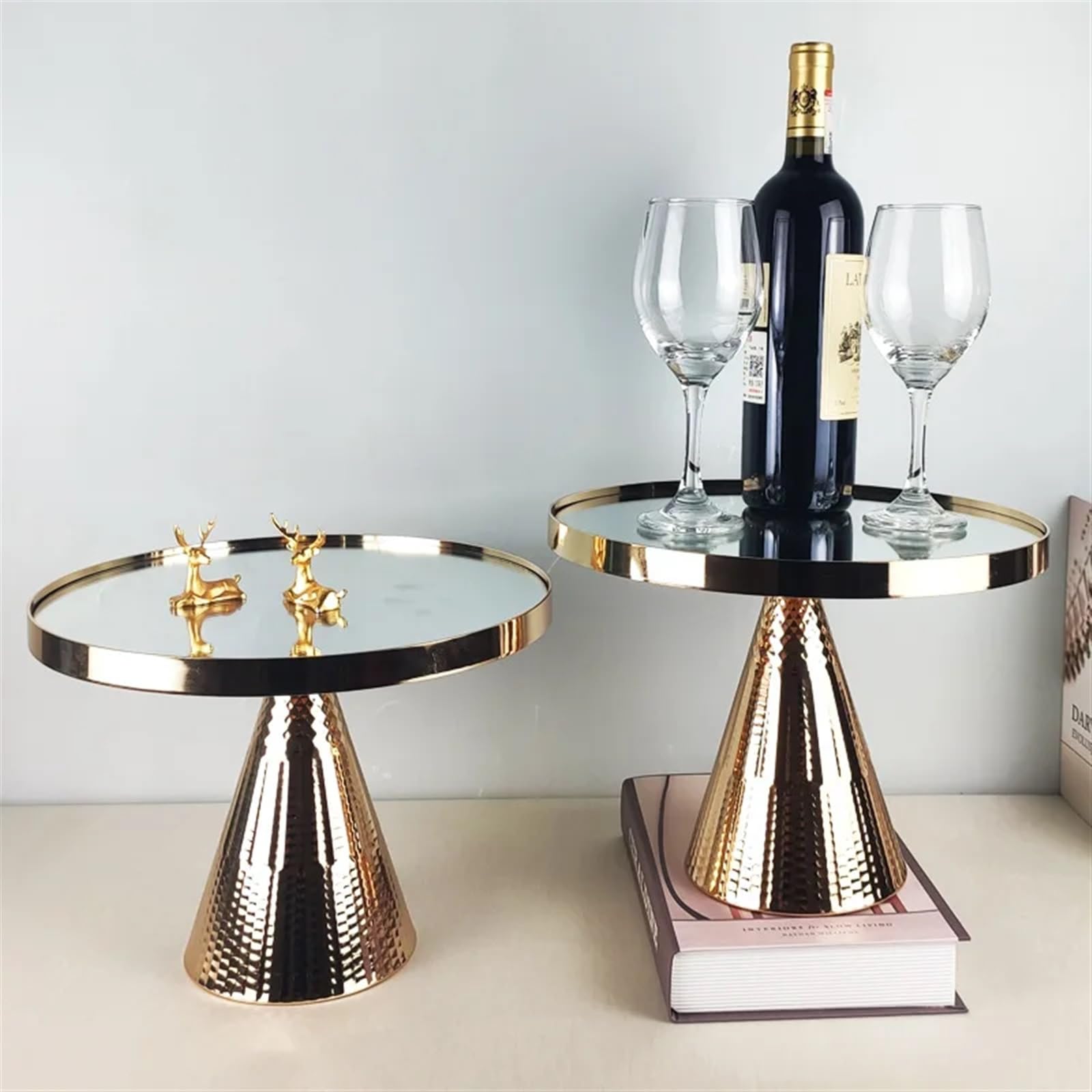 Stojak na ciasto, Zestaw metalowych stojaków na ciasto, lustrzany blat, złoty, 25 cm, 30 cm, okrągły, 2 szt., ekspozytor na desery(1pc 30cm Stand)