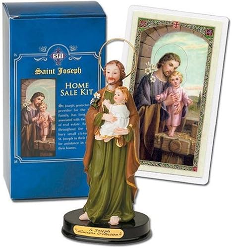 H. J. Sherman St Joseph Home Statua Vendedor Kit Laminado Holy Card & Legend of Saint Joseph