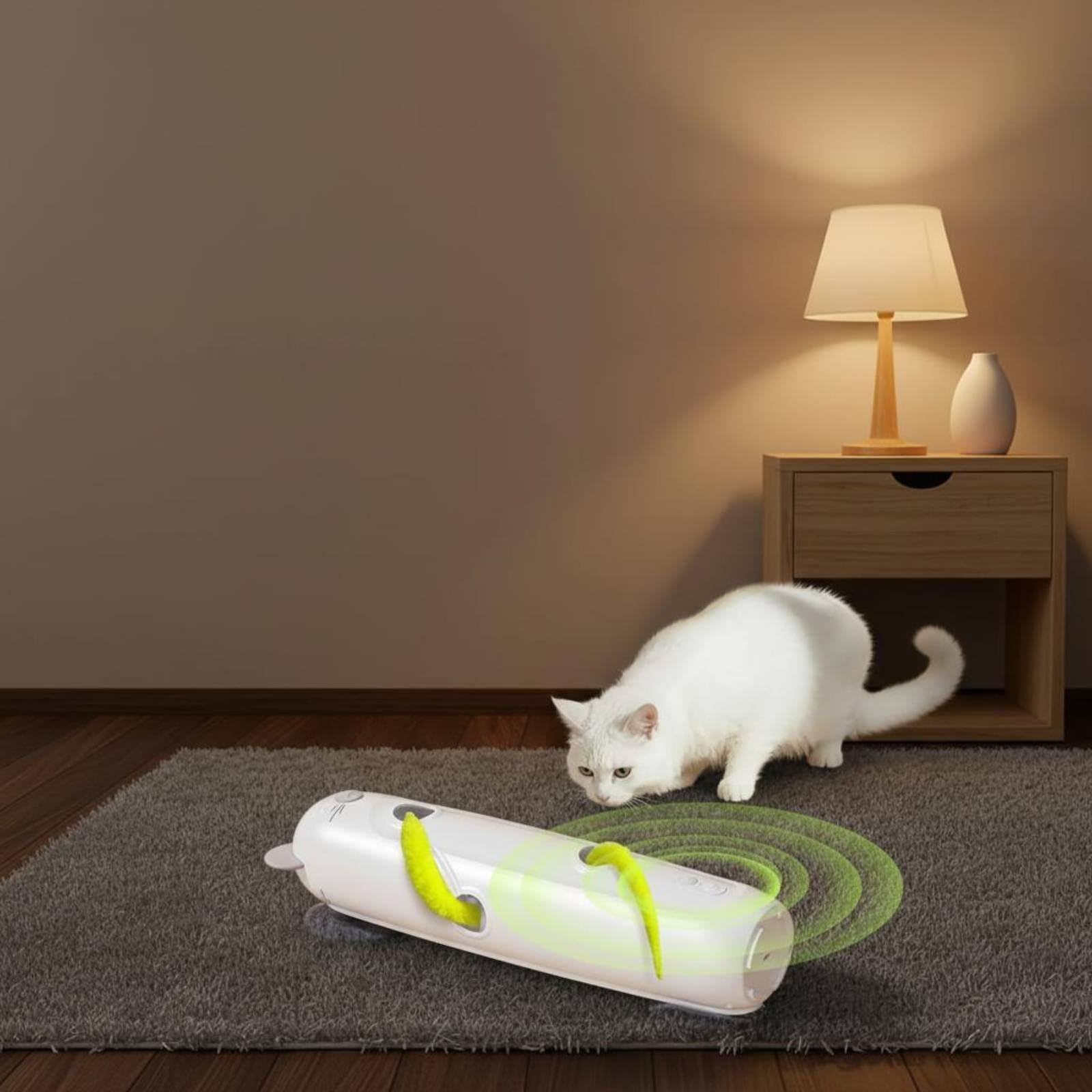 Giocattolo per Gatti con Movimento Simulato di Prede E Rilevamento Della Prossimità Dispositivo Elettronico Interattivo per Gatti con Ventose