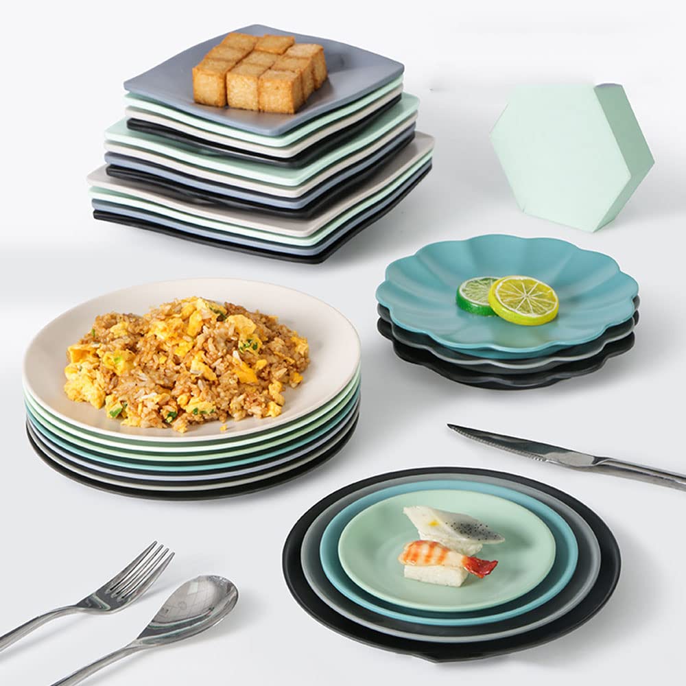 Ensemble D'assiettes En Plastique 4 Grandes Assiettes Réutilisables, Allant Au Micro-Ondes Et Au Lave-Vaisselle, Assiettes En Plastique Robustes Incassables,11