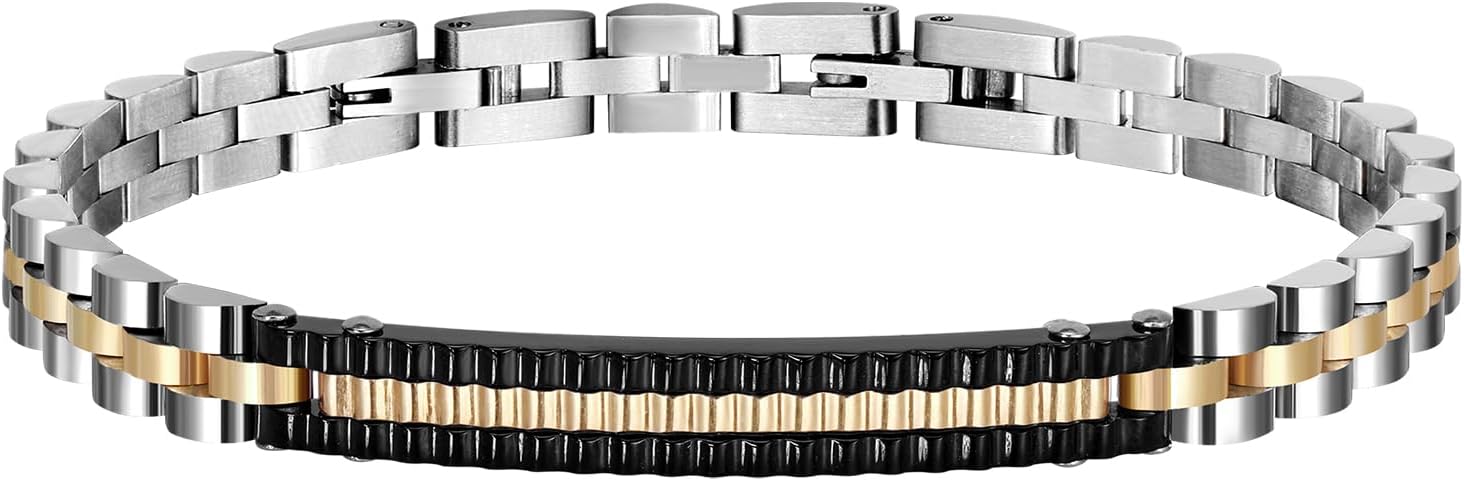 Bracelets for Men,Men's Stainless Steel Puzzle Square Link Bracelet,Birthday Annivesary Fathers Day Valentines Mens Jewelry Gift for Dad Husband,Casual Trendy Mens Bracelets Cool Adjustable