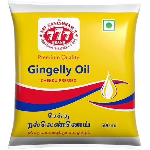 777 Gingelly Oil 500ml Pouch Pure Edible Sesame Oil Chekku O
