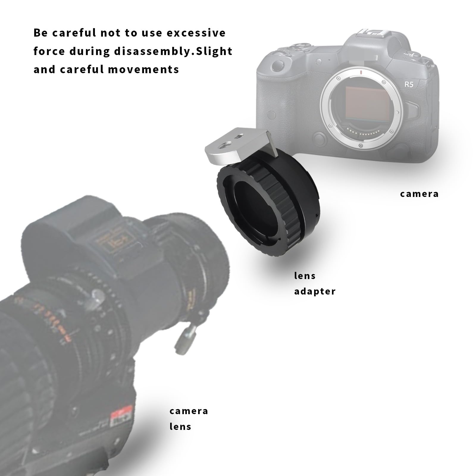 Adaptateur de monture d'objectif B4 vers EOS R, compatible avec les appareils photo EF R R8, R50, R6 Mark II, R7, R10, R3, R5, R5C, EF R6, EF/R+ avec chiffon de nettoyage pour objectif