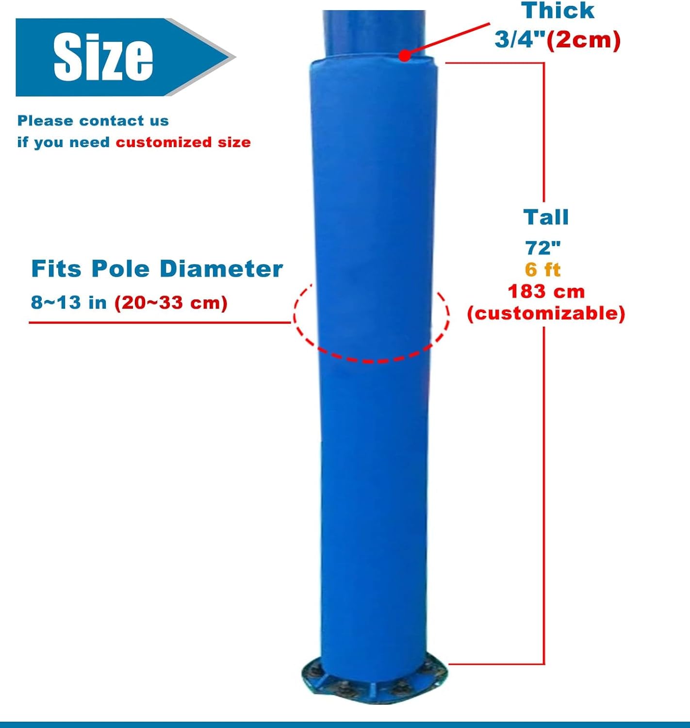 Heavy Duty Basketball Pole Pad for 8"-13" Round Posts, Thick Cushioning for Home Gym & Playground Safety, Outdoor Protection Padding (Pink, 10" Diameter)