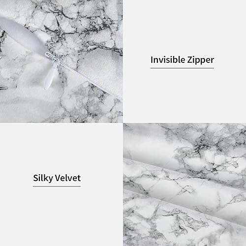 Miniatura 4 de Perinsto Juego de 2 fundas de almohada decorativas de mármol blanco y negro para sofá, cama, decoración del hogar, 18 x 18 pulgadas