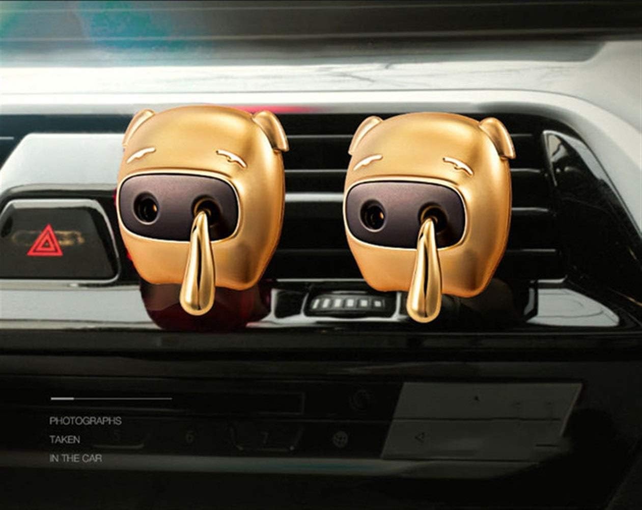 車の通気香水クリップエアフレッシュナー豚豚鼻の自動香りの香りの風味かわいい漫画の人形車の飾りを箱する ヘッドレストフック Wangshaofeng Color Golden 車 バイク