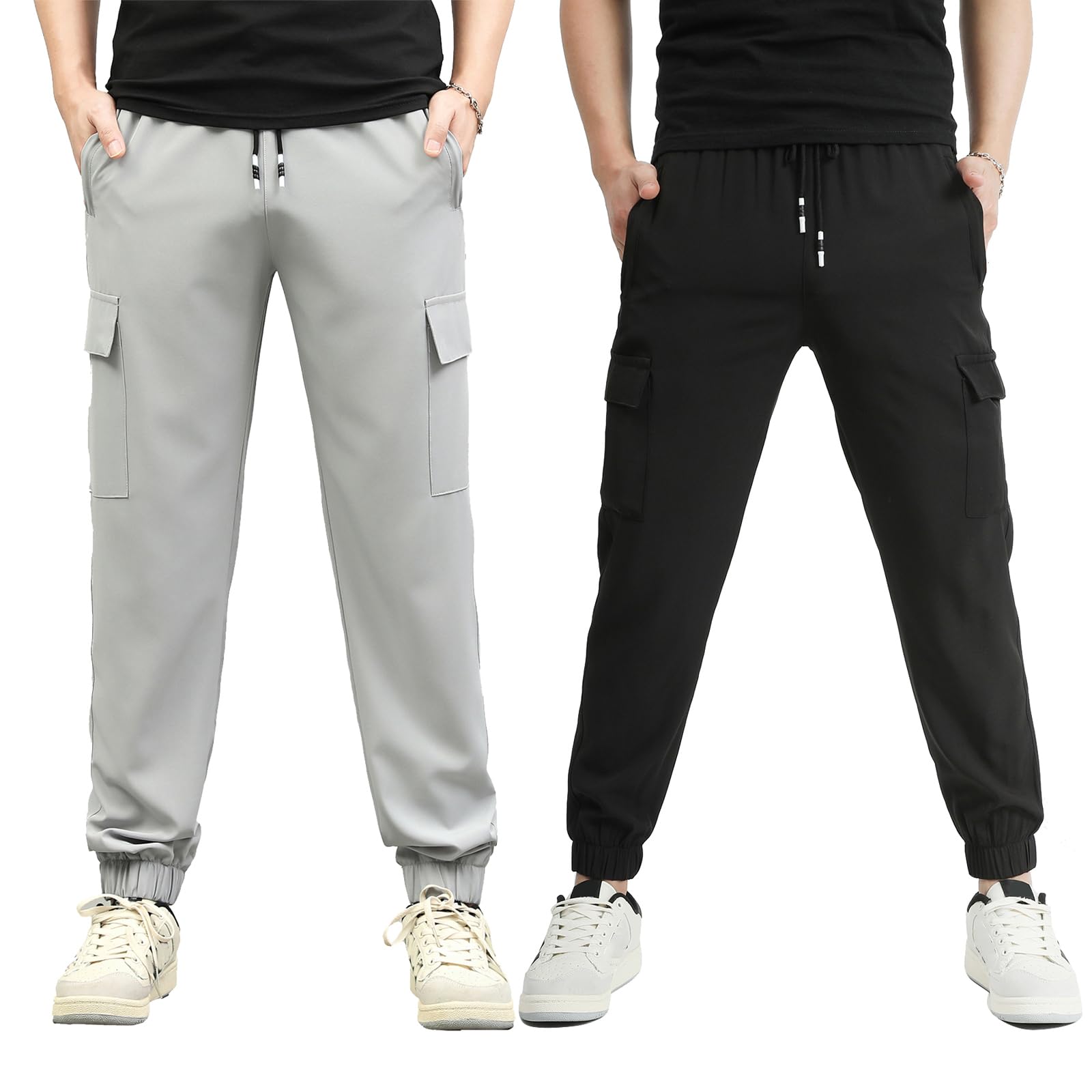 Boys Cargo Joggers Pants Outdoor Youth Quick Dry Hiking Pants Lightweight Athletic Pants with Zipper Pockets