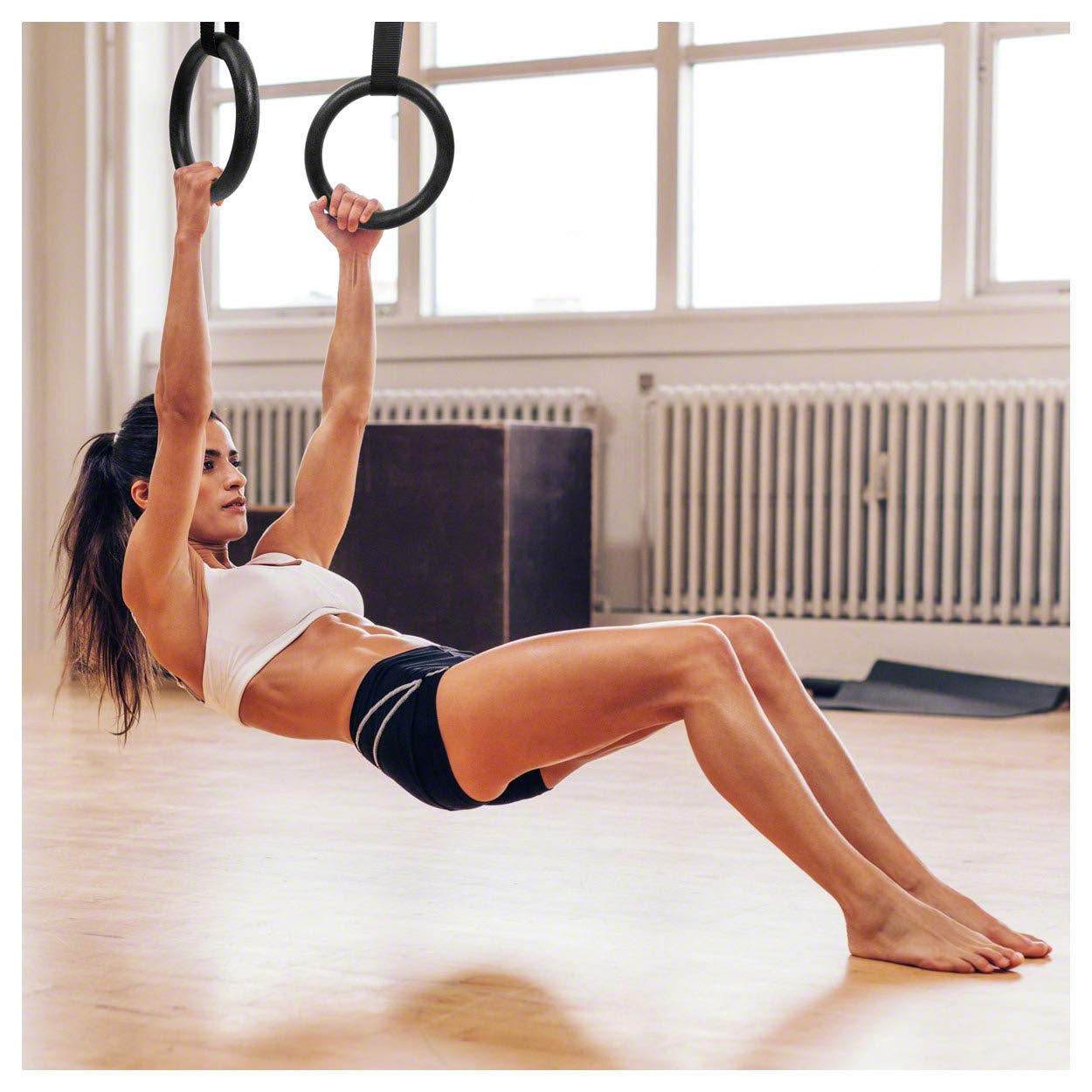 Sport-Tec Turnringe Gynmastikringe Gym Rings Training Outdoor aus Kunststoff inkl. Verstellbarer Gurte