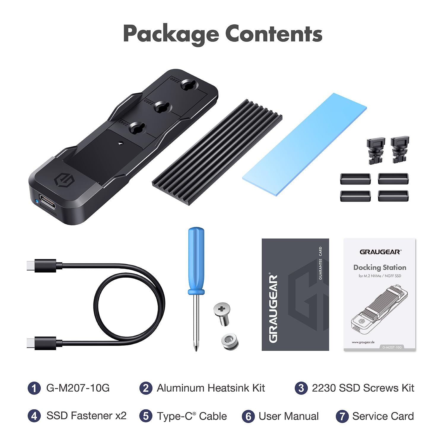GRAUGEAR 10Gbps NVME SATA SSD Docking Station USB3.2 Gen2, alloggiamento per NVMe+NGFF SSD di M-Key/M+B Key in 2280/2260/2242/2230, compatibile con PC Laptop Tablet PS5 Xbox