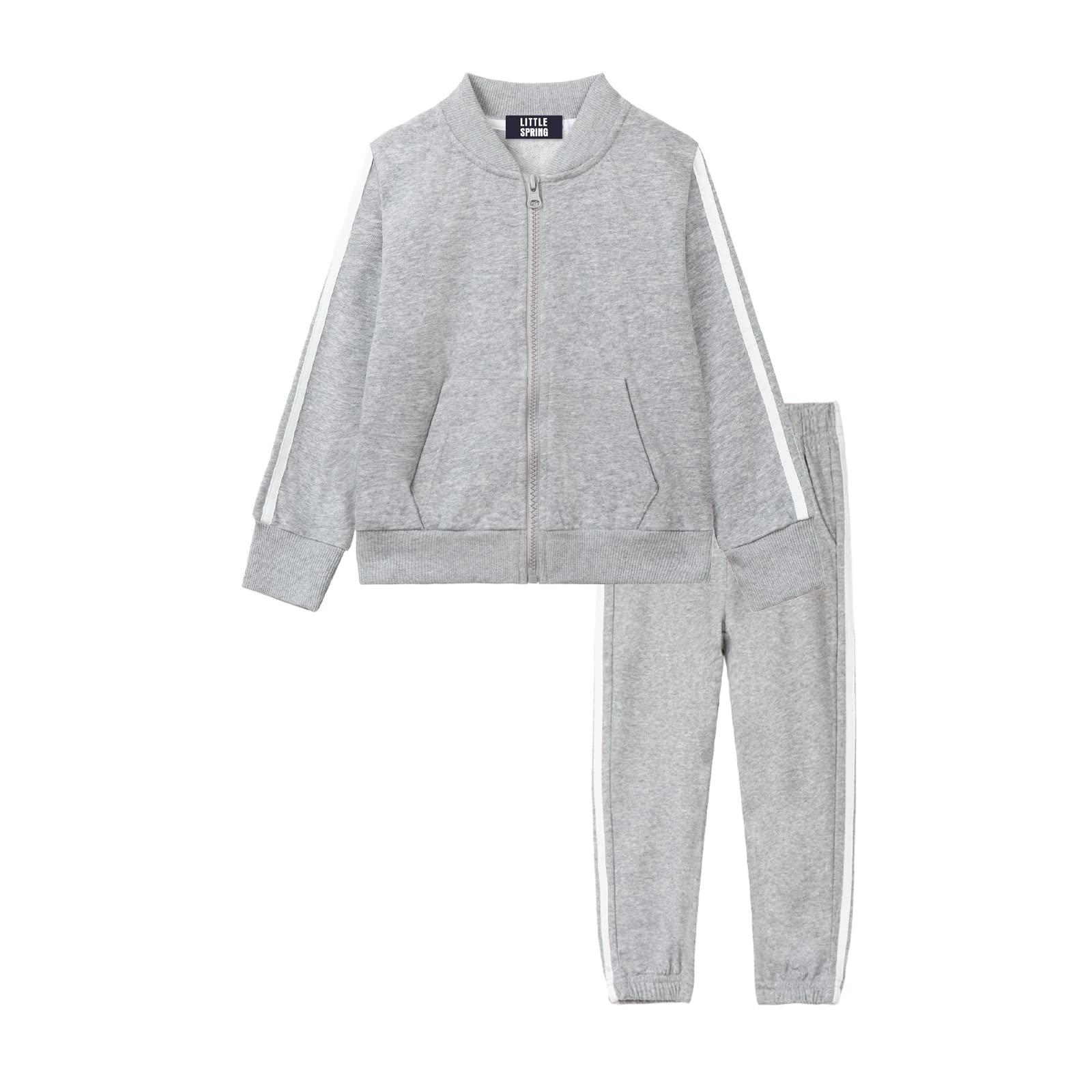 LittleSpring Little Boys Tracksuit Zip Up Athletic Hoodie and Jogger Pants 2-Piece Set