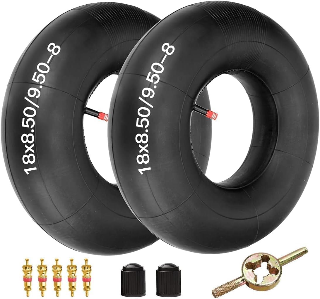 FVRITO 18x8.50-8 18x9.50-8 Inner Tube for ATV Quad 4 Wheeler Go Kart Lawn Tractor Snow Blower Golf Cart Garden Trailer Heavy Duty Lawn Mower Turf With TR-13 Straight Valve Stem 2 Pack