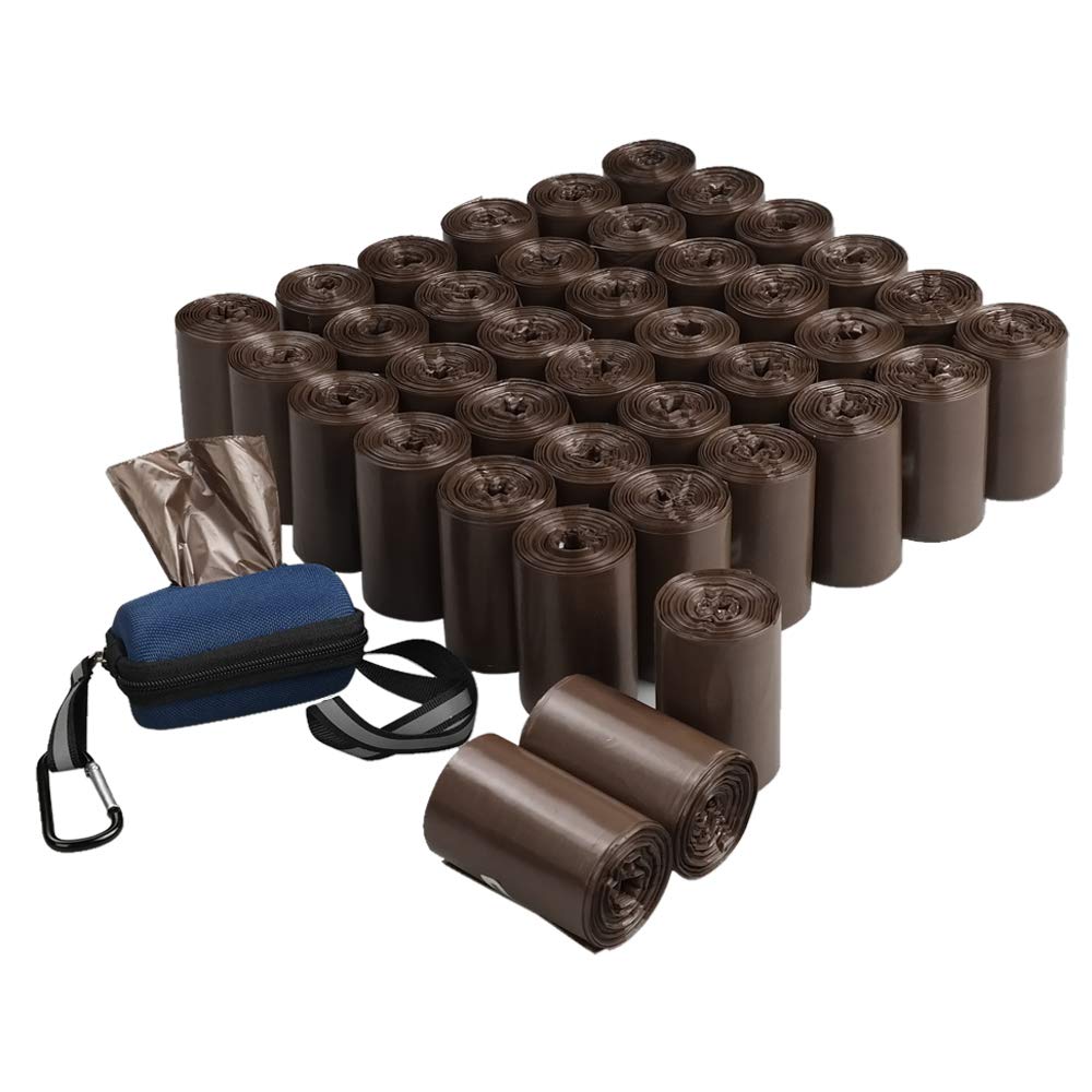 Morcte 40 rollos, 1400 bolsas fuertes para excrementos, bolsas marrones para residuos de perros con dispensador | Extra fuerte y a prueba de fugas, con dispensador, para paseos diarios