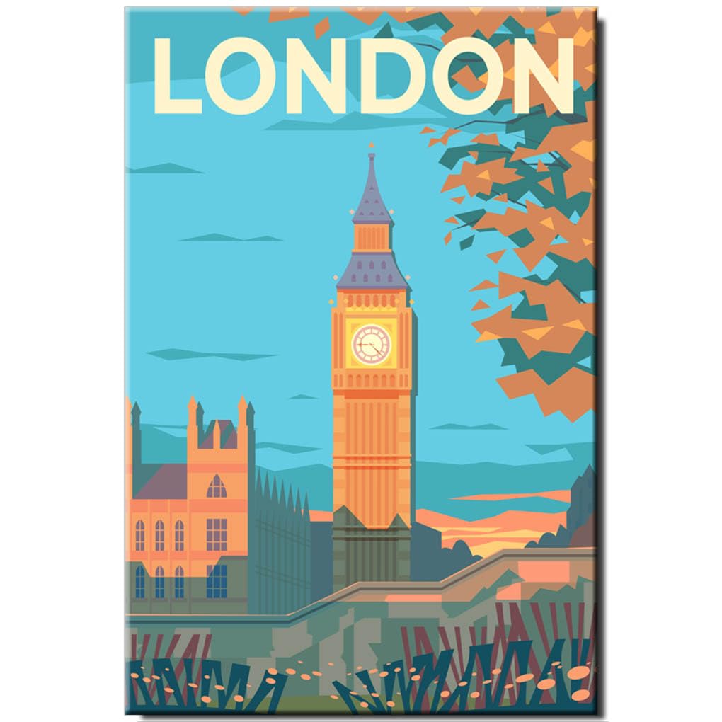 London Fridge Magnet England Vintage Poster Big Ben Tower Refrigerator Door Magnet Travel Souvenir