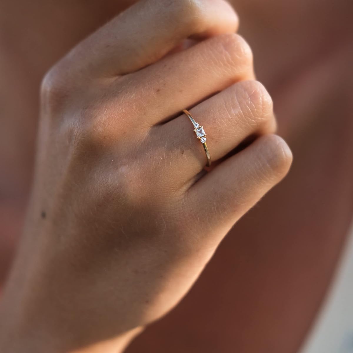 14k Yellow Gold Slim Signet Ring view 2