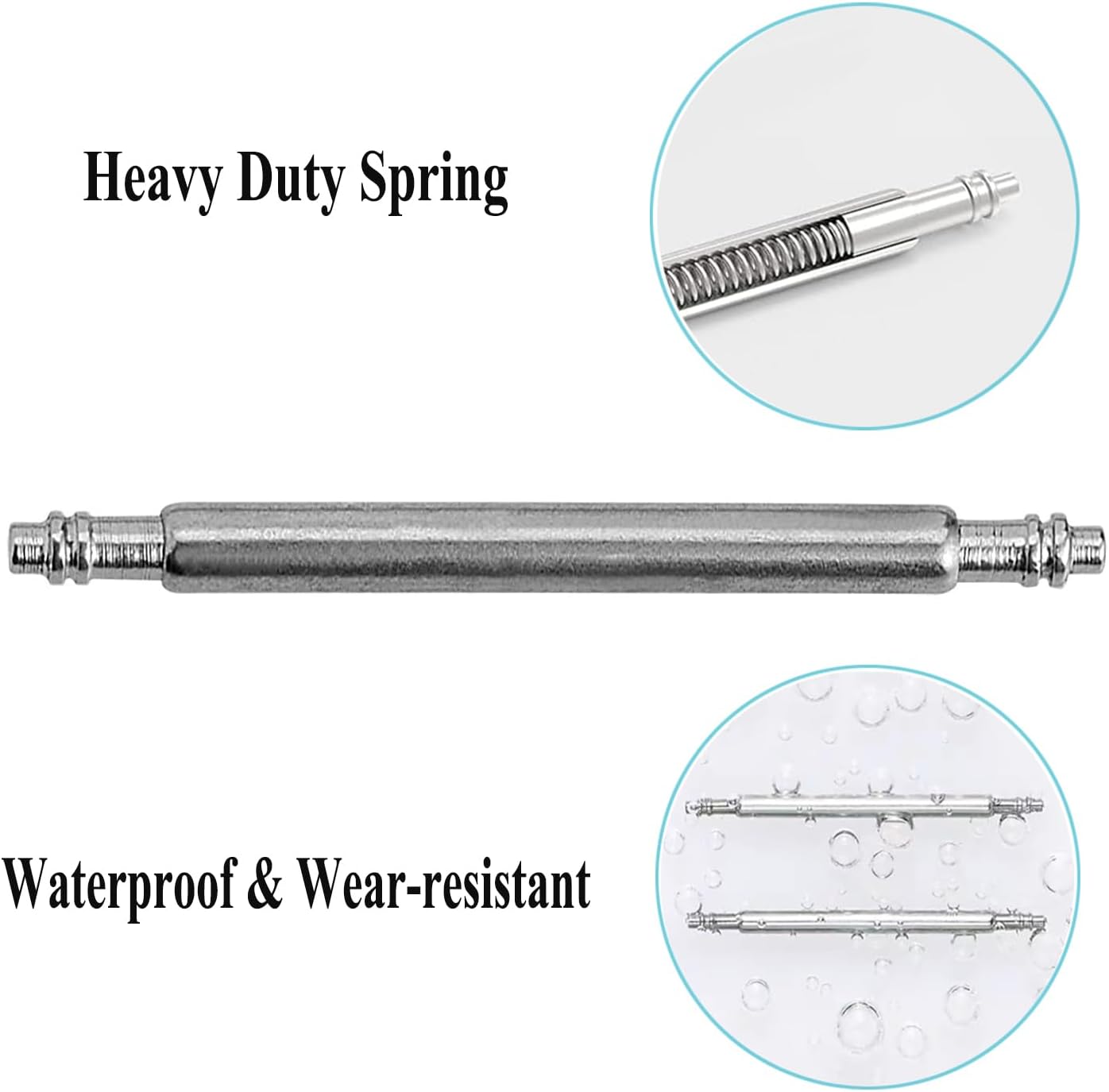 14mm 16m 18mm 20mm 22mm 24mm Spring Bars, Watch Pins φ1.8mm Diameter 10pcs Stainless Steel Watch Band Pins with Spring Bar Tool for Watch Band Strap