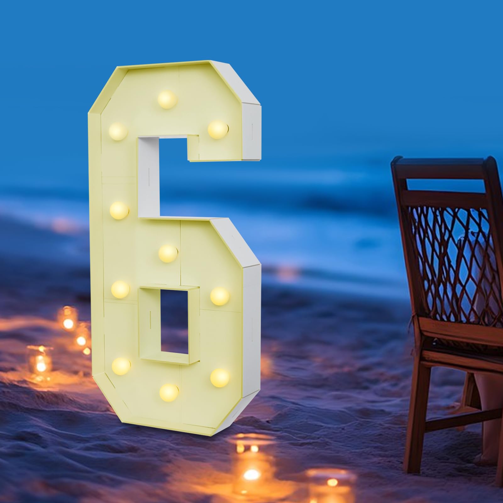 Lampada a LED con numeri illuminati 0 1 2 3 4 5 6 7 8 9 – Luce bianca calda, 10 LED, decorazione di nozze per compleanni, feste, matrimoni, vacanze, casa e bar, grande, 100 cm (6)