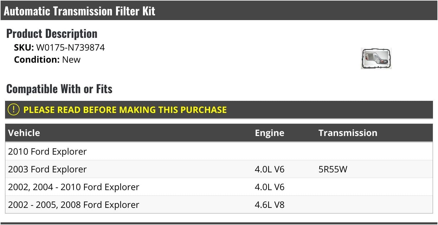 Marketplace Auto Parts Automatic Transmission Filter Kit - Compatible with 2002-2010 Ford Explorer