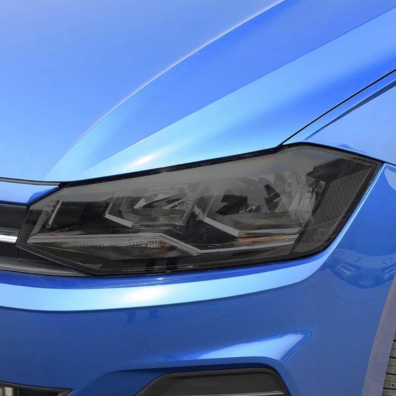 JCAKES Car Headlight Protective Film Vinyl Restoration Transparent Black TPU Sticker，for VW Polo 2017-2019 Accessories
