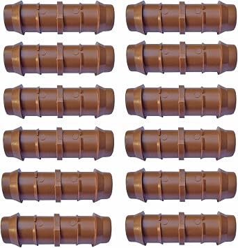 1/2" Coupling Drip Irrigation Fittings 12 Pack - Barbed Drip Line Coupler Connectors compatible with Rain Bird and Most 1/2" Tubing or Sprinkler Systems